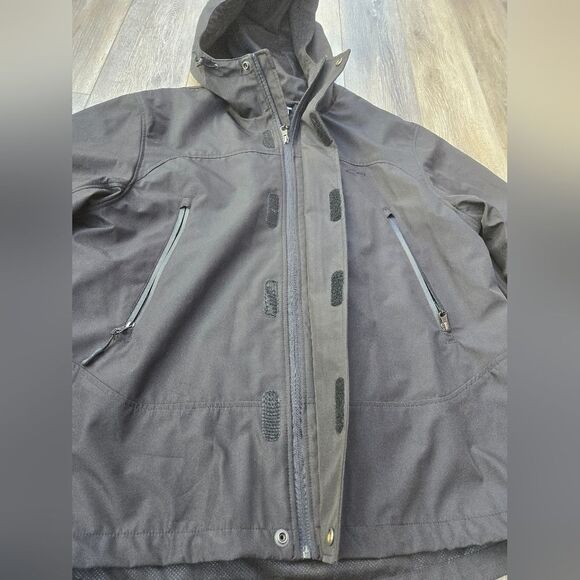 Champion men's coat black hooded big pockets, chest pocket zip up with velcro L - Picture 6 of 10